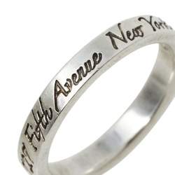 Pre Owned Tiffany & Co. Sterling Silver Notes Narrow Band Ring Size EU 49