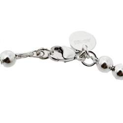 Pre Owned Tiffany & Co. Return To Tiffany Blue Enamel Heart Tag Silver Bead Bracelet