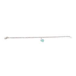 Pre Owned Tiffany & Co. Return To Tiffany Blue Enamel Heart Tag Silver Bead Bracelet 