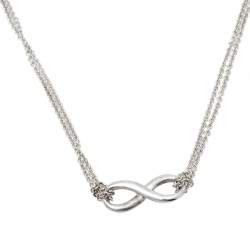 Pre Owned Tiffany & Co. Infinity Sterling Silver Double Strand Pendant Necklace