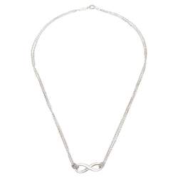 Pre Owned Tiffany & Co. Infinity Sterling Silver Double Strand Pendant Necklace