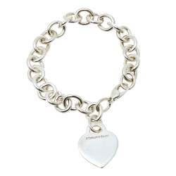 Pre Owned Tiffany & Co. Return to Tiffany Heart Tag Sterling Silver Charm Bracelet