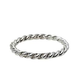 Pre Owned Tiffany & Co. Twist Sterling Silver Narrow Band Ring Size EU 51