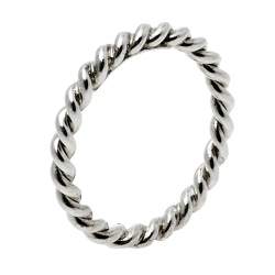 Pre Owned Tiffany & Co. Twist Sterling Silver Narrow Band Ring Size EU 51