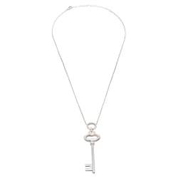 Pre Owned Tiffany & Co. Oval Key Sterling Silver Pendant Necklace