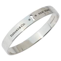 Pre Owned Tiffany & Co. Locks Diamond Sterling Silver Bangle Bracelet