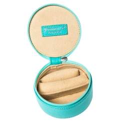 Pre Owned Tiffany & Co. Turquoise Leather Round Jewelry Case