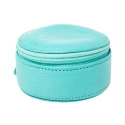 Pre Owned Tiffany & Co. Turquoise Leather Round Jewelry Case