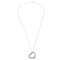Pre Owned Tiffany & Co. Elsa Peretti Diamond Sterling Silver Open Heart Pendant