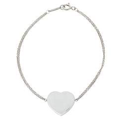 Pre Owned Tiffany & Co. Return To Tiffany Heart Tag Double Chain Sterling Silver Bracelet