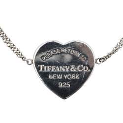 Pre Owned Tiffany & Co. Return To Tiffany Heart Tag Double Chain Sterling Silver Bracelet