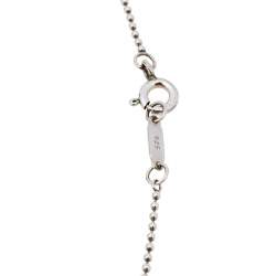 Pre Owned Tiffany & Co. Sterling Silver Blue Enamel Heart Key Pendant Necklace