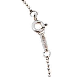 Pre Owned Tiffany & Co. Sterling Silver Blue Enamel Heart Key Pendant Necklace