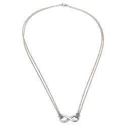 Pre Owned Tiffany & Co. Infinity Sterling Silver Double Strand Pendant Necklace