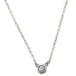 Pre Owned Tiffany & Co. Elsa Peretti Diamond By The Yard Sterling Silver Diamond Pendant Necklace