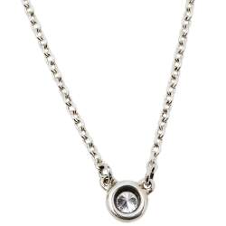 Pre Owned Tiffany & Co. Elsa Peretti Diamond By The Yard Sterling Silver Diamond Pendant Necklace