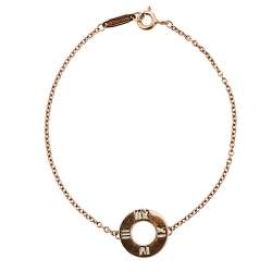 Pre Owned Tiffany & Co. Atlas Pierced 18k Rose Gold and Diamonds Bracelet