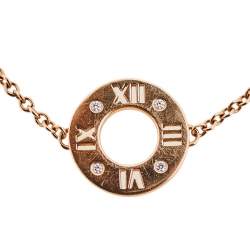Pre Owned Tiffany & Co. Atlas Pierced 18k Rose Gold and Diamonds Bracelet