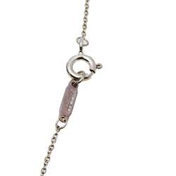 Pre Owned Tiffany & Co. Sterling Silver Blue Enamel Keyhole Lock Heart Pendant Necklace