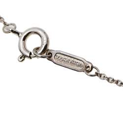 Pre Owned Tiffany & Co. Sterling Silver Blue Enamel Keyhole Lock Heart Pendant Necklace