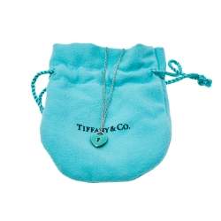 Pre Owned Tiffany & Co. Sterling Silver Blue Enamel Keyhole Lock Heart Pendant Necklace