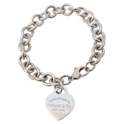 Pre Owned Tiffany & Co. Return to Tiffany Heart Tag Charm Bracelet 
