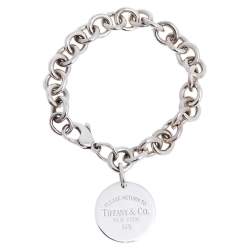 Pre Owned Tiffany & Co. Return to Tiffany Round Tag Sterling Silver Charm Bracelet