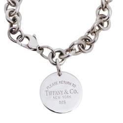 Pre Owned Tiffany & Co. Return to Tiffany Round Tag Sterling Silver Charm Bracelet