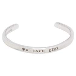 Pre Owned Tiffany & Co. 1837 Sterling Silver Narrow Open Cuff Bracelet