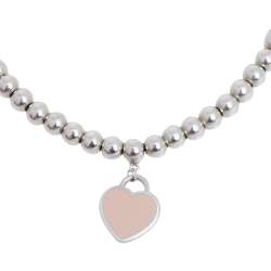 Pre Owned Tiffany & Co. Return To Tiffany Heart Tag Enamel Silver Bead Bracelet