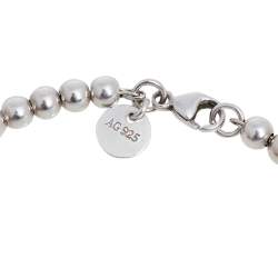 Pre Owned Tiffany & Co. Return To Tiffany Heart Tag Enamel Silver Bead Bracelet