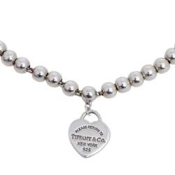 Pre Owned Tiffany & Co. Return To Tiffany Heart Tag Enamel Silver Bead Bracelet