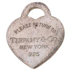 Pre Owned Tiffany & Co. Sterling Silver Blue Heart Tag Charm/ Pendant