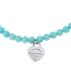 Pre Owned Tiffany & Co. Return To Tiffany Sterling Silver Heart Tag Bead Bracelet
