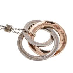 Pre Owned Tiffany & Co. Tiffany 1837 Interlocking Circles Rubedo and Silver Pendant Necklace