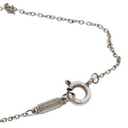 Pre Owned Tiffany & Co. Sterling Silver Enamel Beaded Heart Key Pendant Necklace