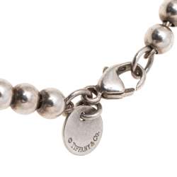 Pre Owned Tiffany & Co. Return To Tiffany Blue Enamel Heart Tag Silver Bead Bracelet