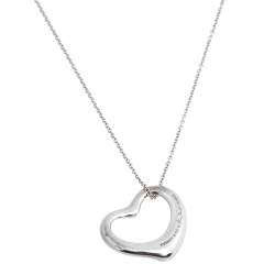 Pre Owned Tiffany & Co. Sterling Silver Elsa Peretti Open Heart Pendant Necklace