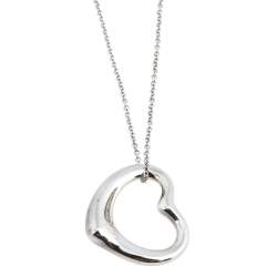 Pre Owned Tiffany & Co. Sterling Silver Elsa Peretti Open Heart Pendant Necklace