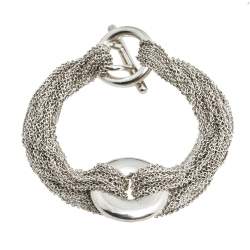 Pre Owned TIFFANY & CO. Mesh Circle Sterling Silver Toggle Bracelet