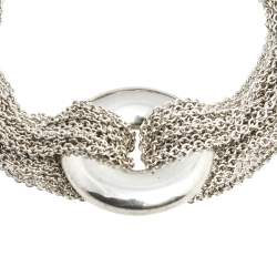Pre Owned TIFFANY & CO. Mesh Circle Sterling Silver Toggle Bracelet