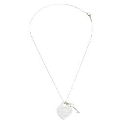 Pre Owned Tiffany & Co. Return To Tiffany Sterling Silver Heart Tag Key Pendant Necklace 