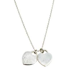 Pre Owned Tiffany & Co. Return To Tiffany Blue Double Heart Tag Pendant Necklace