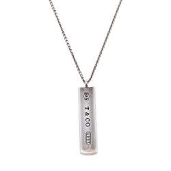 Pre Owned Tiffany & Co. Sterling Silver 1837 Bar Pendant Necklace