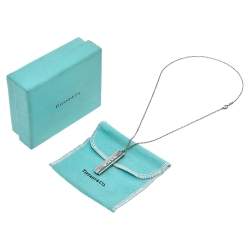 Pre Owned Tiffany & Co. Sterling Silver 1837 Bar Pendant Necklace
