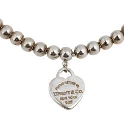 Pre Owned Tiffany & Co. Return to Tiffany Blue Enamel Heart Tag Bead Bracelet