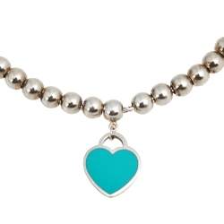 Pre Owned Tiffany & Co. Return to Tiffany Blue Enamel Heart Tag Bead Bracelet