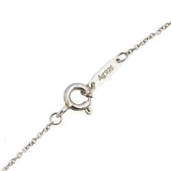 Pre Owned Tiffany & Co. Return to Tiffany Pink Enamel Double Heart Tag Silver Pendant Necklace 