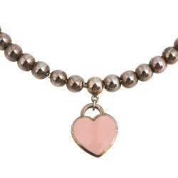 Pre Owned Tiffany & Co. Return to Tiffany Pink Enamel Heart Tag Bead Bracelet