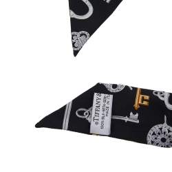 Pre Owned Tiffany & Co. Black Key Print Silk Scarf